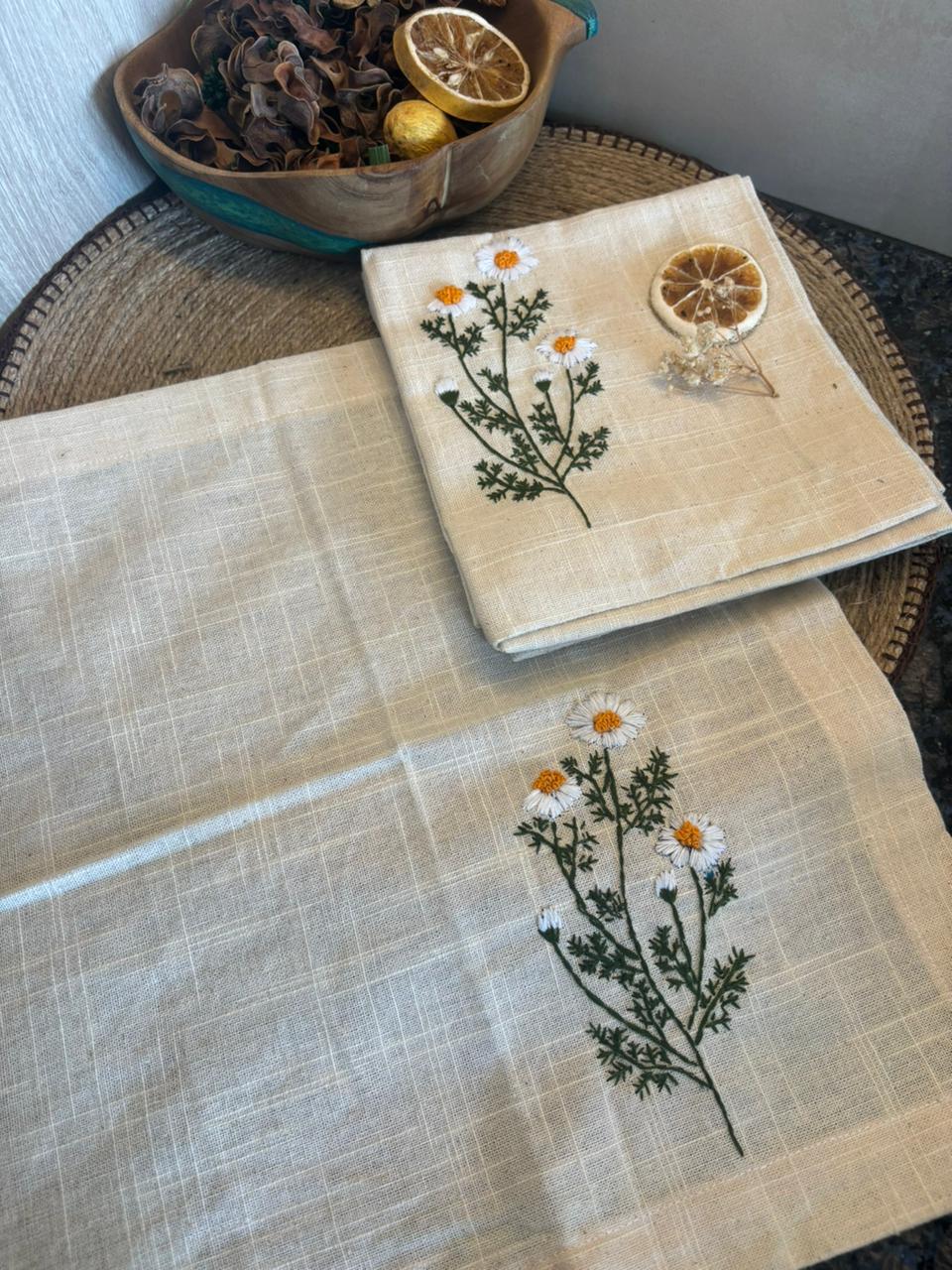 Daisy Embroidered Table Mats / Napkins