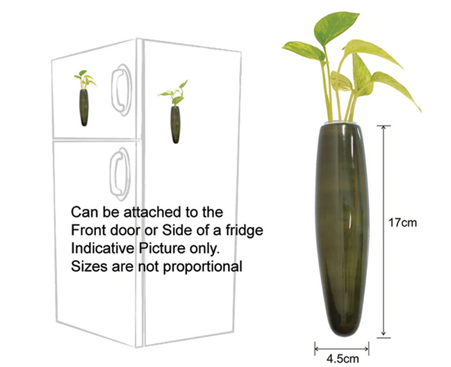 Channapatna Wooden Green Magnetic Fridge Planter