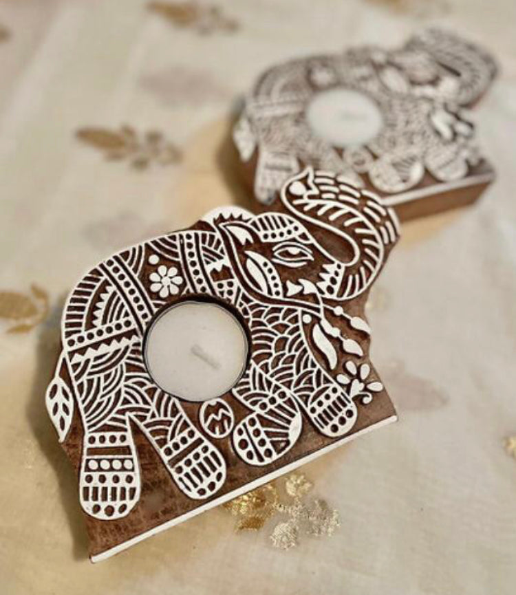 Haathi Block Tea light Mini Gift Set ( Set of 2)