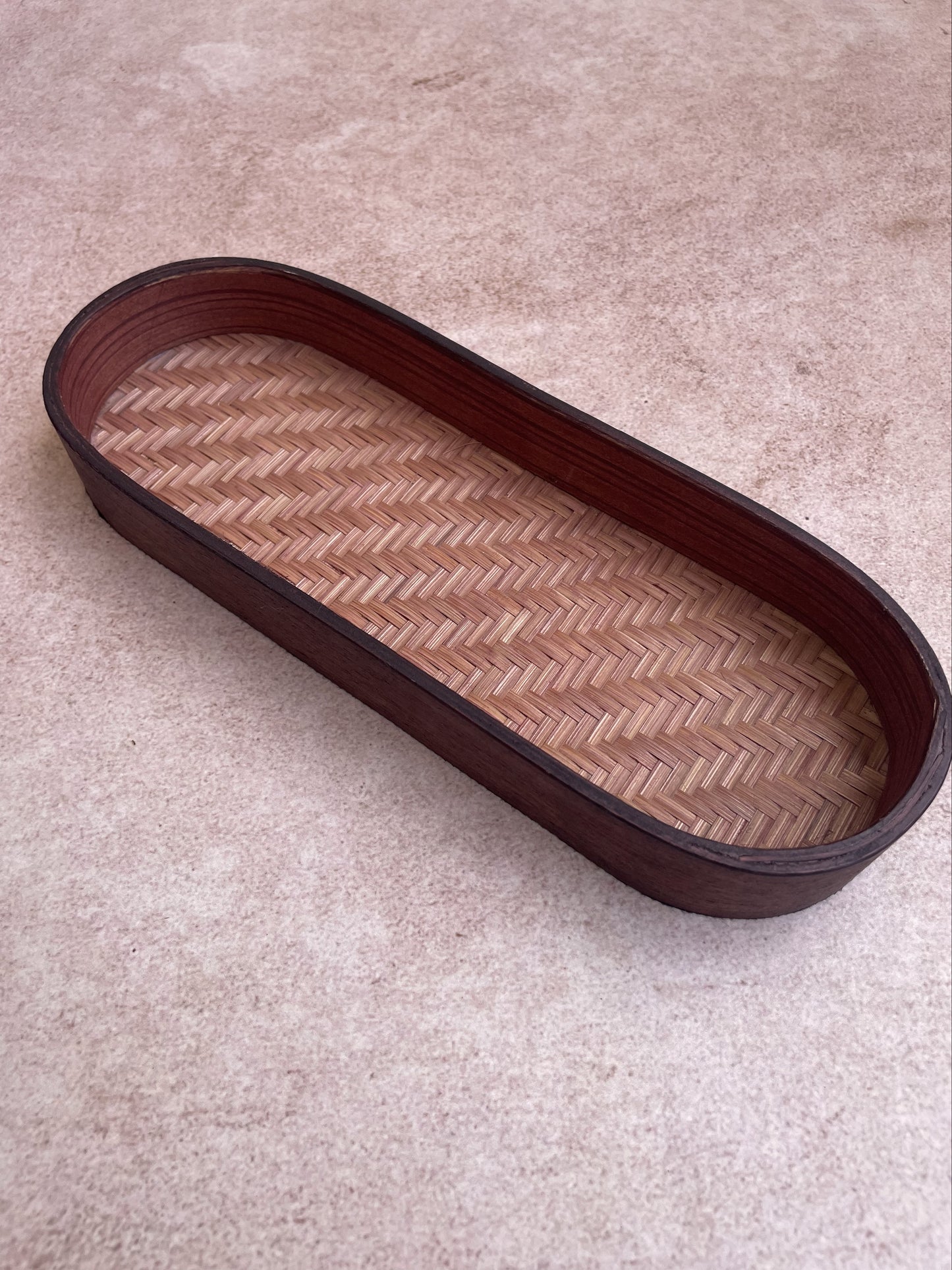 Rustic brown bamboo woven tray