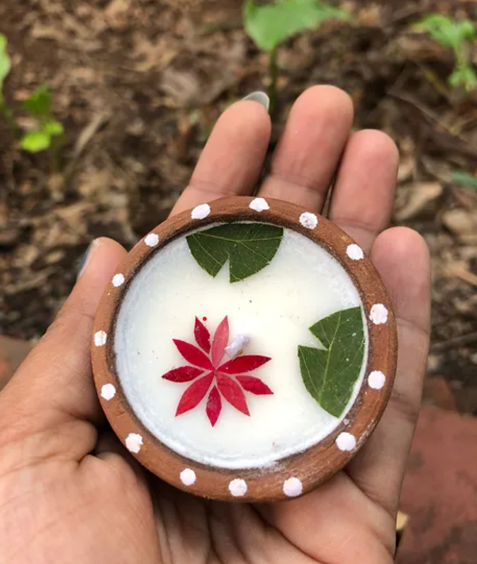 Floral Mitti Candles ( Set of 4 )