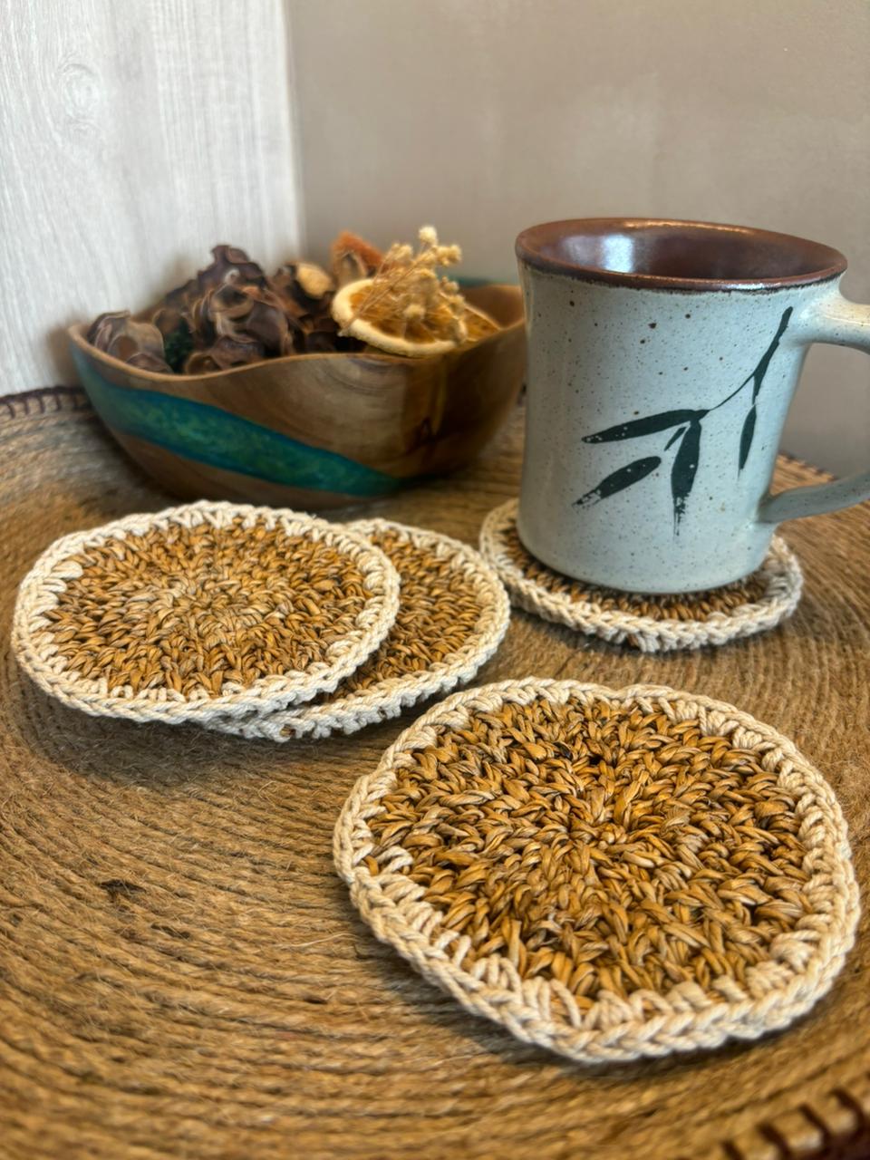 Banana Fibre Crochet Coasters ( Set of 4 )