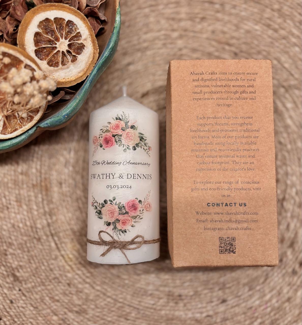 Customised Floral Wedding Return Gift Candles