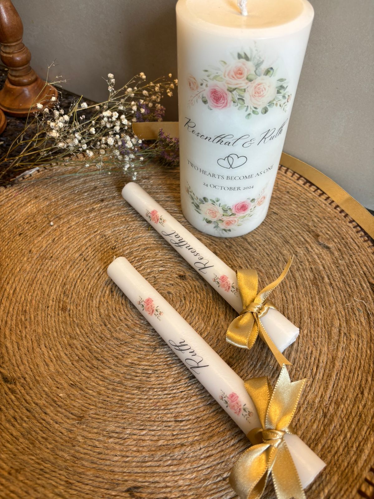 Customised Floral Wedding Unity Candle Set