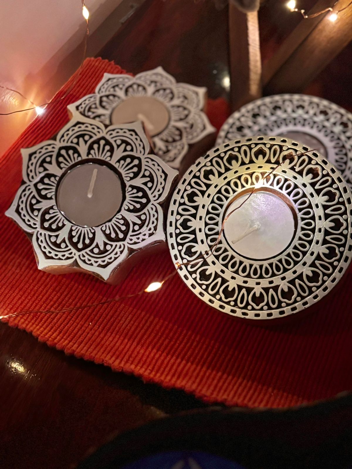 Wooden Block Tea Light Holder ( Set of 2)