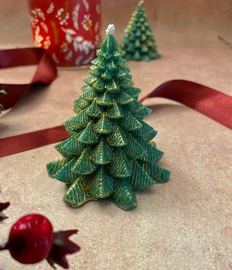Christmas Tree Candle With Shimmer