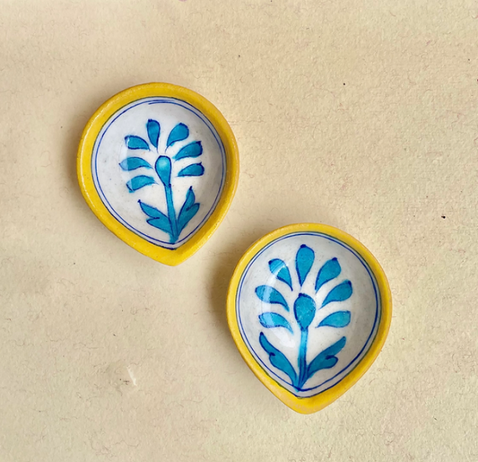 Blue Pottery Diya ( Set of 2 )