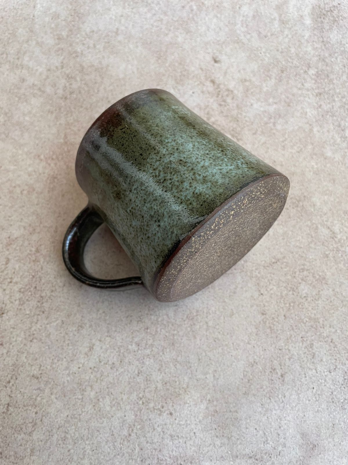 Rustic Olive Green Stoneware Pottery Mugs