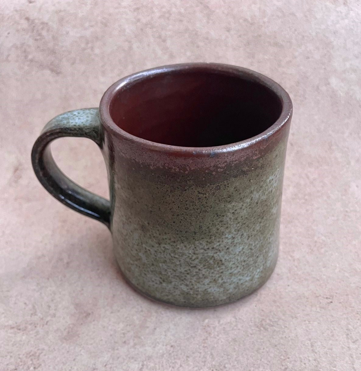 Rustic Olive Green Stoneware Pottery Mugs