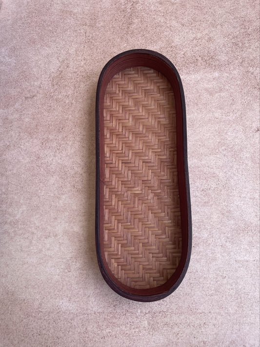 Rustic brown bamboo woven tray