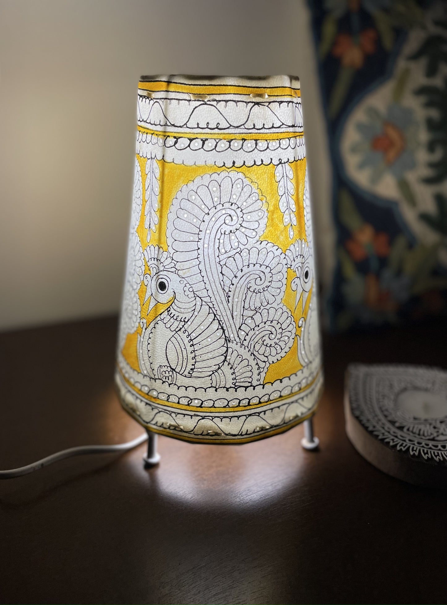 Yellow Tholu Bommalatta Lamp