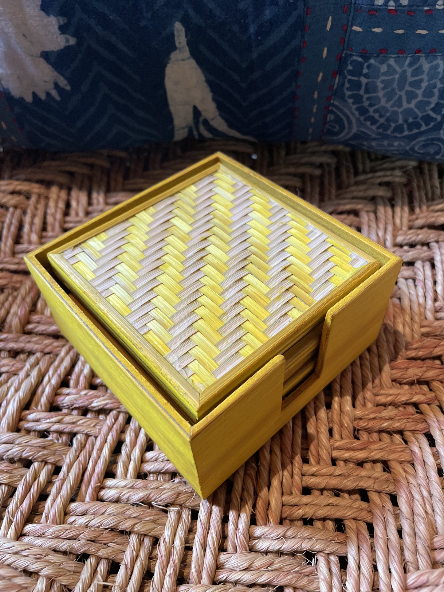Mustard Yellow Bamboo Coasters ( Set of 6 )