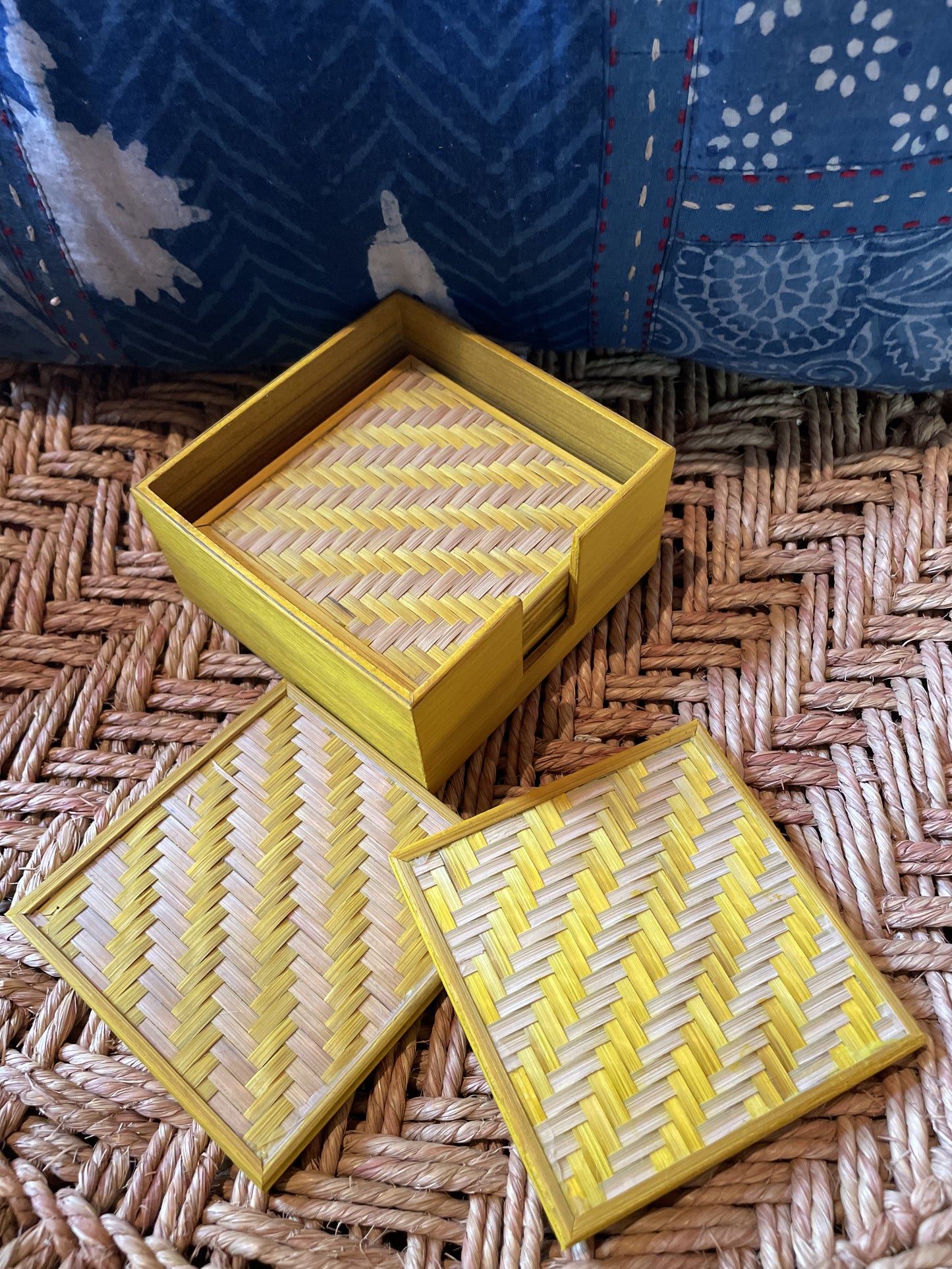 Mustard Yellow Bamboo Coasters ( Set of 6 )