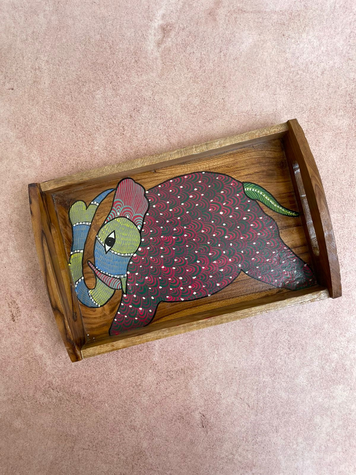 Gond Wooden Haathi Handpainted Tray