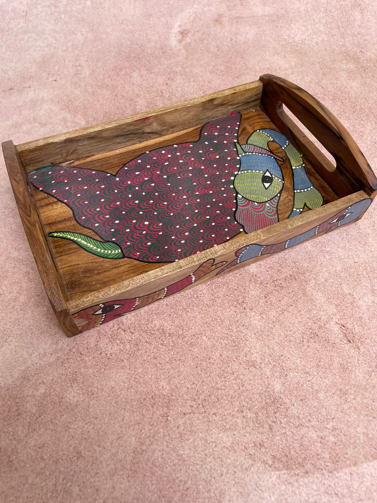 Gond Wooden Haathi Handpainted Tray