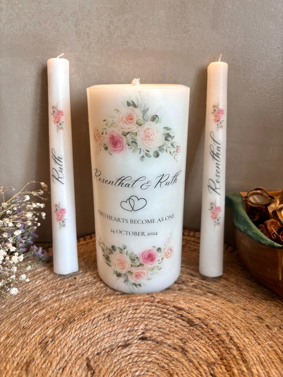 Customised Floral Wedding Unity Candle Set